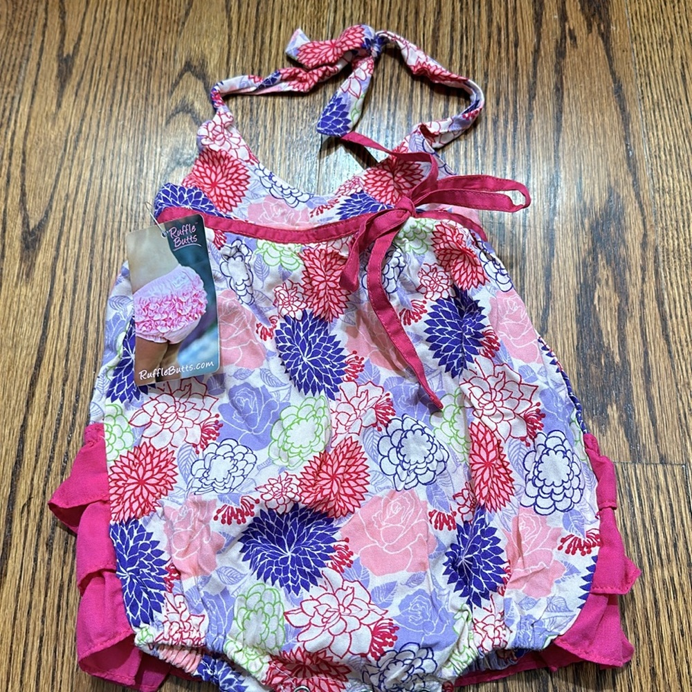 NWT Ruffle Butts Girls Floral Romper
